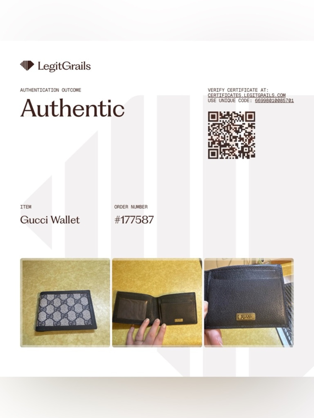 VTG Gucci Navy Bifold Wallet Monogram GG Designer Old Money Quiet Luxury Preppy - Picture 12 of 12